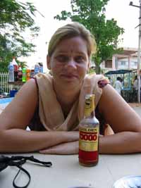 julie with a fun beer